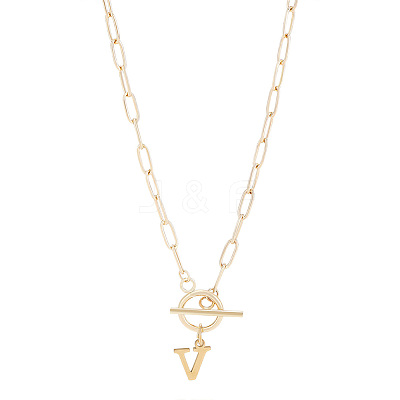 304 Stainless Steel Letter Pendant Necklaces NJEW-LP0001-52V-G-1