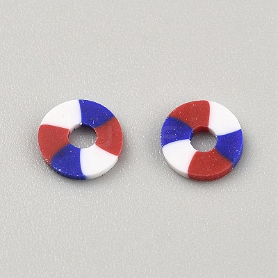Polymer Clay Flat Round Beads PORC-WH0050-01-1