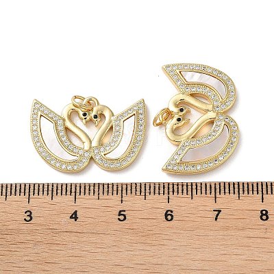 Brass Micro Pave Clear Cubic Zirconia Pendants KK-B083-33G-G-1