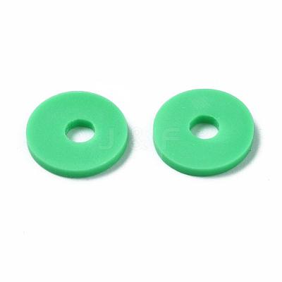 Flat Round Handmade Polymer Clay Beads CLAY-R067-10mm-06-1