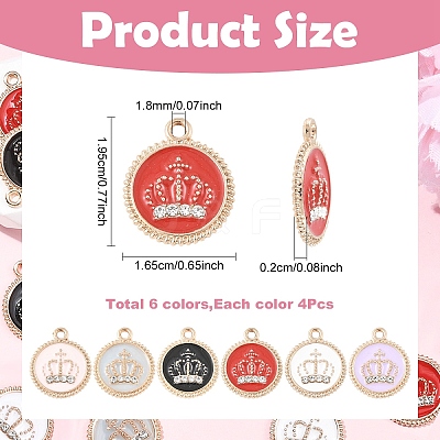 24Pcs 6 Colors Alloy Enamel Pendants FIND-YW0011-55-1