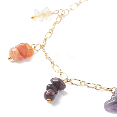 Synthetic & Natural Mixed Gemstone Chips Pendant Necklace NJEW-JN03855-1