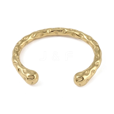 304 Stainless Steel Open Cuff Textured Bangles for Women BJEW-G706-02G-1