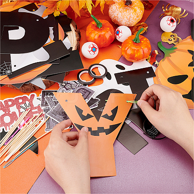 Halloween Decoration Paper Flag Banners DIY-WH0453-12A-1