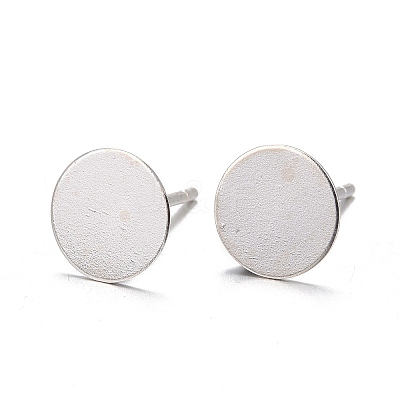 925 Sterling Silver Flat Pad  Stud Earring Findings STER-K167-045F-S-1