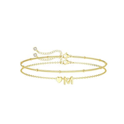 2Pcs 2 Styles Brass Beaded Bracelets & Satellite Chains Bracelets for Women FS-WG4A116-13-1