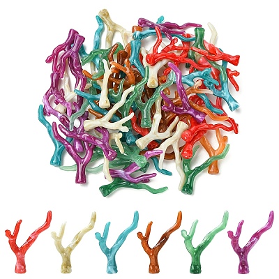 60Pcs 6 Colors Acrylic Pendants OACR-YW0003-18-1