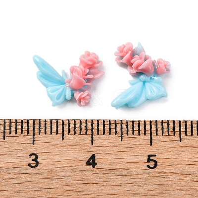 Butterfly with Flower Opaque Resin Cabochons FIND-L019-05-1