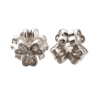 925 Sterling Silver Micro Pave Clear Cubic Zirconia Beads STER-B006-21P-1