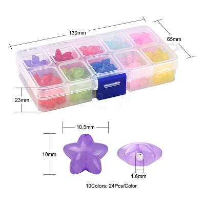240Pcs 10 Colors Transparent Acrylic Beads MACR-YW0001-89-1