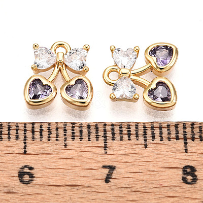 Brass Micro Pave Cubic Zirconia Charms KK-N261-94C-G-1