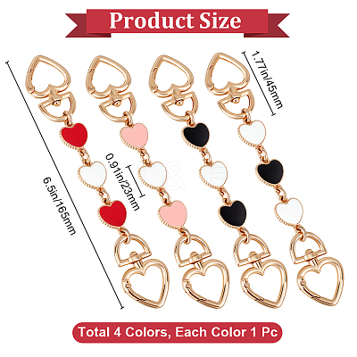 4Pcs 4 Colors Alloy Enamel Purse Strap Extenders FIND-BBC0002-46B-1