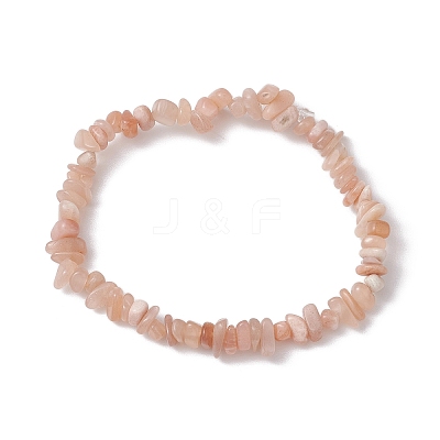 Natural Sunstone Chip Beads Stretch Bracelets for Women BJEW-JB10688-02-1