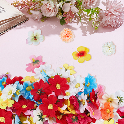200Pcs 4 Styles Cloth Artificial FLower AJEW-SP0003-68-1