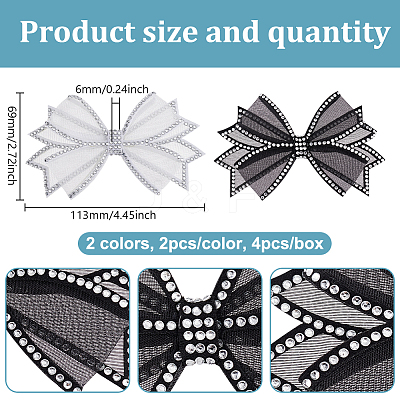 4Pcs 2 Colors Bowknot Polyester Rhinestone Shoe Decorations FIND-GO0002-32-1