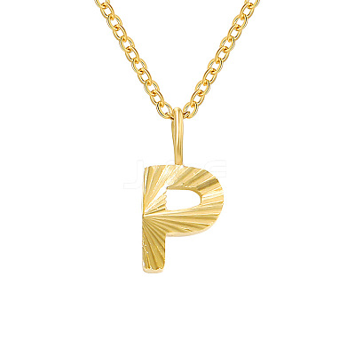 Personalized Stainless Steel Textured Alphabet Initial Pendant Necklaces for Women Men RF0956-16-1