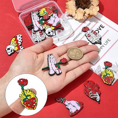 12Pcs 6 Styles Halloween Printed Acrylic Pendants SACR-CJ0001-70-1