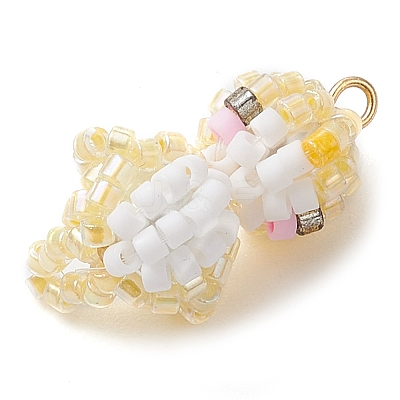 Seed Beads Beaded Charms PALLOY-MZ00318-01-1