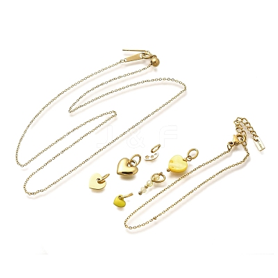Enamel & Shell Pearl & Glass Heart Pendant & Necklaces & Bracelets Sets SJEW-Q002-03G-1