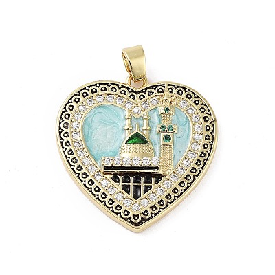 Rack Plating Brass Micro Pave Clear Cubic Zirconia Pendants KK-H474-24A-03G-1
