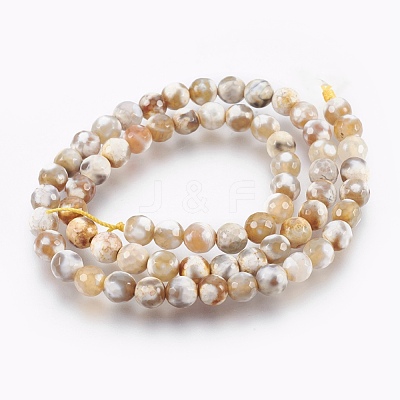Faceted Round Natural Fire Crackle Agate Beads Strands G-E302-073-6mm-1