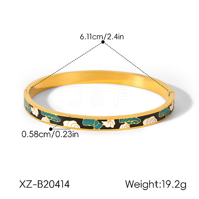 304 Stainless Steel Enamel Hinged Cuff Bangles for Women WGC7C7B-01-1