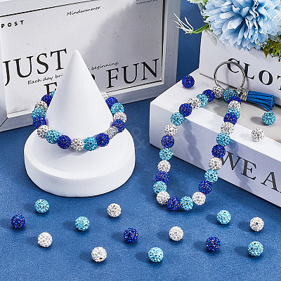 150Pcs 3 Colors Pave Disco Ball Beads RB-SP0001-10B-1