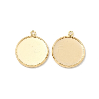 Flat Round Brass Pendant Cabochon Settings KK-K414-14D-G-1