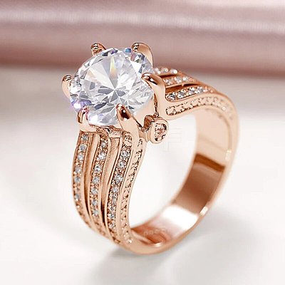 Brass Micro Pave Cubic Zirconia Finger Rings for Women FS-WGB56BB-18-1