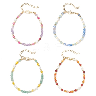 Natural Mixed Gemstone Beaded Bracelets BJEW-JB11763-1