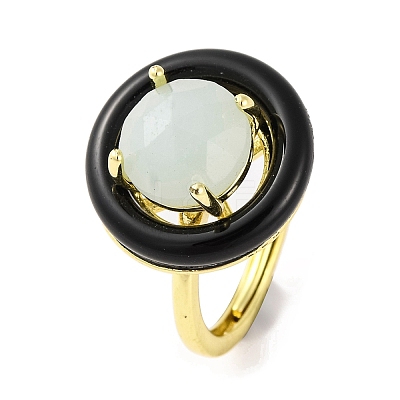 Rack Plating Round Brass Enamel Adjustable Rings RJEW-U004-01C-G-1