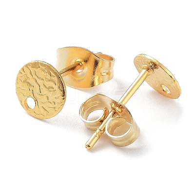 201 Stainless Steel Flat Round Stud Earring Findings X-STAS-K259-18A-G-1