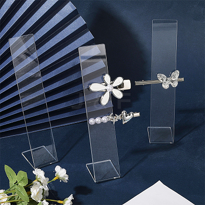 4Pcs Clear Acrylic Slant Back Hairpin Display Stands ODIS-SP0001-05-1