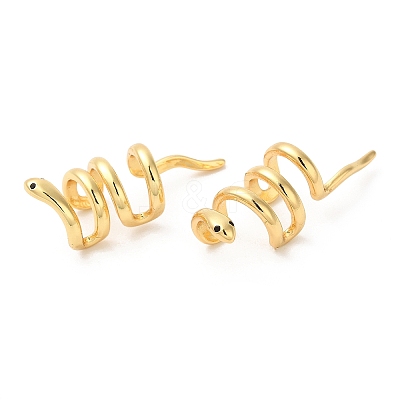 Rack Plating Brass Snake Cuff Earrings with Cubic Zirconia EJEW-D061-37G-1