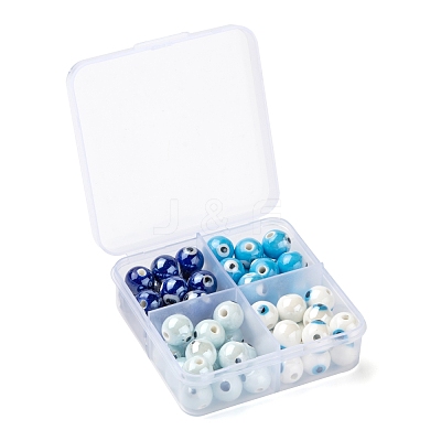 60Pcs 4 Colors Handmade Porcelain Ceramic Beads PORC-LS0001-02-1