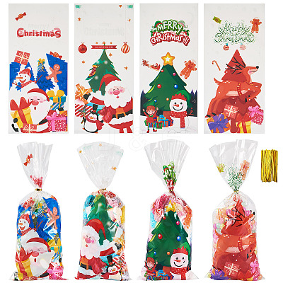 40Pcs 4 Styles Christmas Theme OPP Self-adhesive Cookie & Snacks Package Bags CON-TAC0010-90A-1
