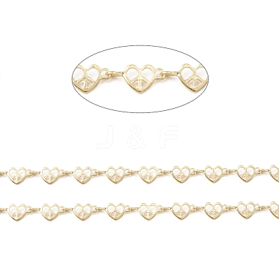 Brass Hollow Heart Link Chains CHC-M025-08G-1