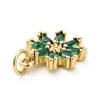 Rack Plating Brass Micro Pave Cubic Zirconia Charms X-ZIRC-F129-34A-G-1