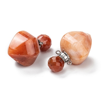 Faceted Natural Topaz Jade Openable Perfume Bottle Pendants G-P435-A-06P-1