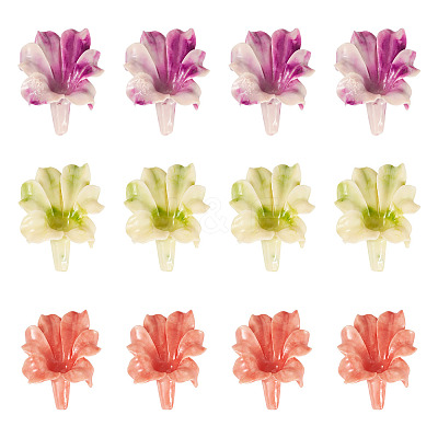 15Pcs 3 Colors Synthetic Coral Dyed Carved Beads SHEL-TA0001-29-1