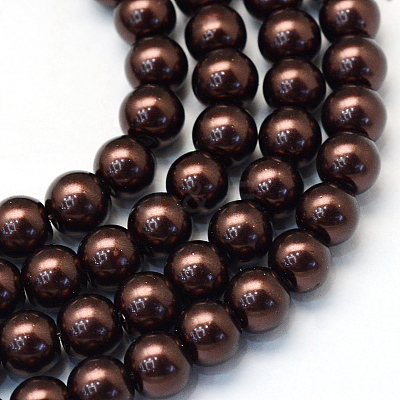 Baking Paint Pearlized Glass Pearl Round Bead Strands HY-Q330-8mm-40-1