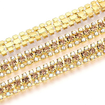 Iron Rhinestone Cup Chains CH-T006-04G-01-1