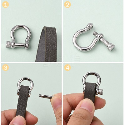 Tarnish Resistant 304 Stainless Steel D-Ring Anchor Shackle Clasps STAS-Z017-16P-1