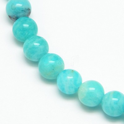 Grade AB Natural Gemstone Amazonite Round Beads Strands G-O017-6mm-08B-1