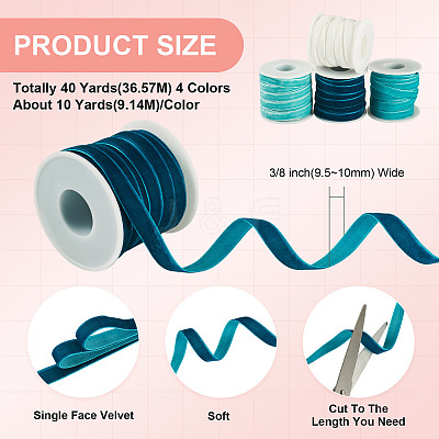 40 Yards 4 Colors Single Face Velvet Ribbon SRIB-TA0001-33B-1