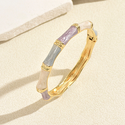 Vintage Zinc Alloy Enamel Bamboo Hinged Cuff Bangles for Women BF0651-4-1