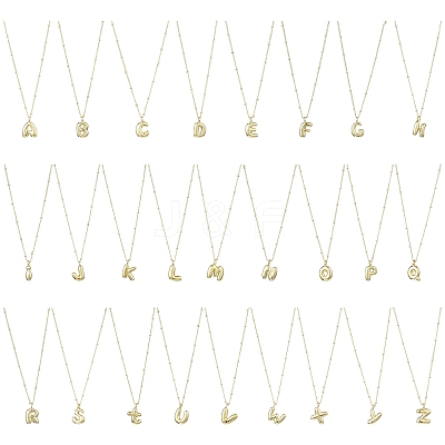 1Pc Initial Letter Brass Pendant Necklaces NJEW-YW0001-24M-1