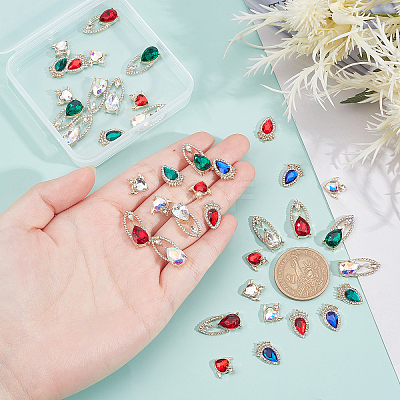 40Pcs 10 Style Alloy Rhinestone Cabochons ALRI-GA0001-01-1