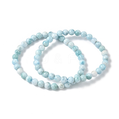 Round Natural Hemimorphite Beaded Stretch Bracelets for Men Women BJEW-B136-01A-1