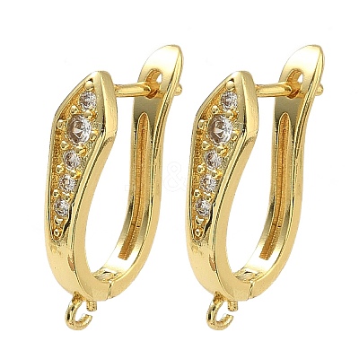 Arrow Brass Micro Pave Cubic Zirconia Earring Findings KK-D226-06G-1